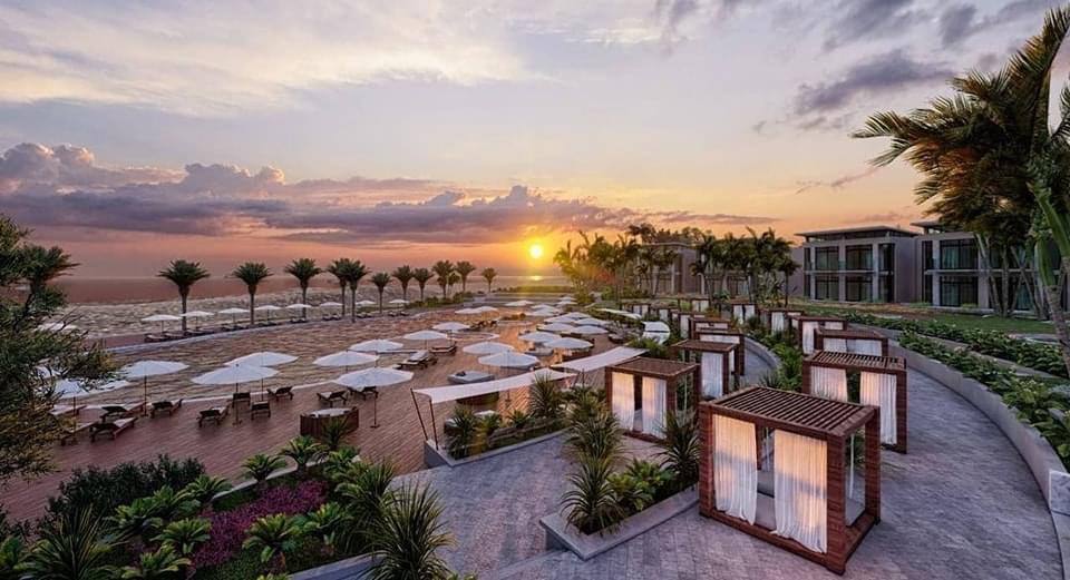 RIXOS Premium Magawish, Хургада — закат над пляжем и территорией отеля